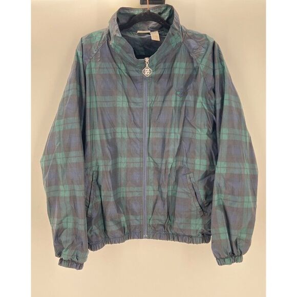 Vintage Jerzees Z Sport Windbreaker Jacket Plaid Pattern Zip Closure Nylon Mens - Picture 1 of 11